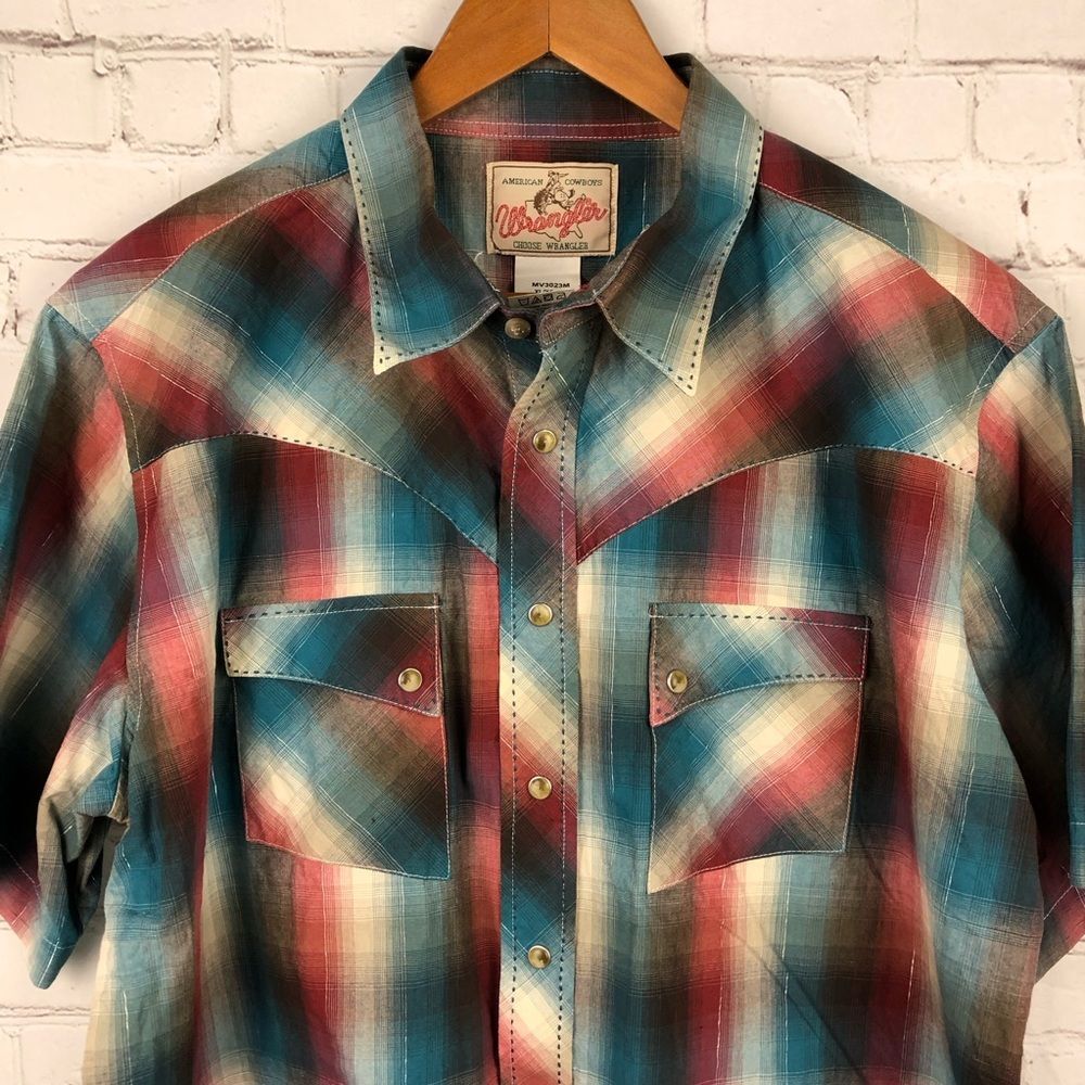 Wrangler Vintage Cowboy Patriot Button Up Men's Sz XL